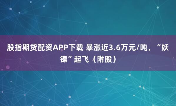 股指期货配资APP下载 暴涨近3.6万元/吨，“妖镍”起飞（附股）