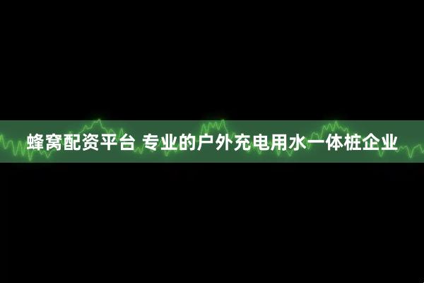蜂窝配资平台 专业的户外充电用水一体桩企业